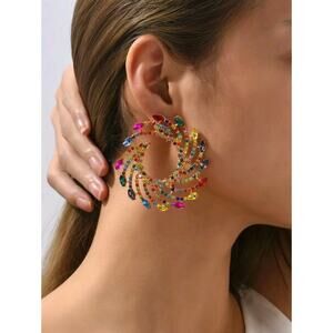 Glamorous Geometric Rhinestone Stud Earrings - Elegant Party Jewelry for Women